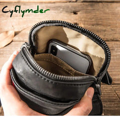 Cyflymder Leather Men’s Mini Bag Head Leather Hand-Made Slant Male Trend One-Shoulder
