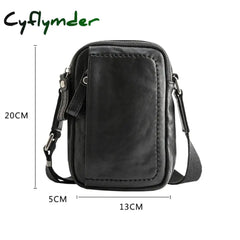 Cyflymder Leather Men’s Mini Bag Head Leather Hand-Made Slant Male Trend One-Shoulder