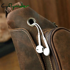 Cyflymder Leather Messenger Bag Personality Leisure Cowhide Chest Men’s Shoulder Trendy Leather