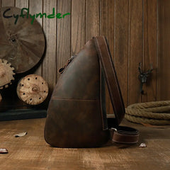 Cyflymder Leather Messenger Bag Personality Leisure Cowhide Chest Men’s Shoulder Trendy Leather