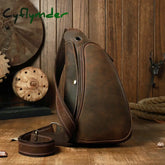 Cyflymder Leather Messenger Bag Personality Leisure Cowhide Chest Men’s Shoulder Trendy Leather