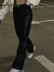 Cyflymder leather pants outfits winter Faux Leather Pants Stretch for Women’s High Waisted Bodycon Shiny Clubwear