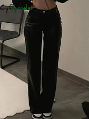 Cyflymder leather pants outfits winter Faux Leather Pants Stretch for Women’s High Waisted Bodycon Shiny Clubwear