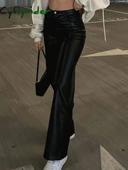 Cyflymder leather pants outfits winter Faux Leather Pants Stretch for Women’s High Waisted Bodycon Shiny Clubwear