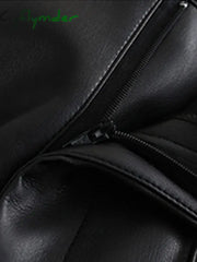 Cyflymder leather pants outfits winter Spring Autumn Long Black Soft Pu Leather Pants Women with Zipper High Waist