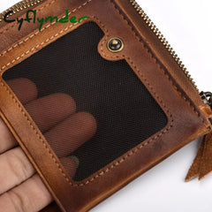 Cyflymder Leather Short Wallet Vintage Fashion Coin Purse Of Men Male Soft Cowskin Small