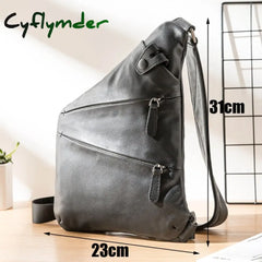 Cyflymder Leather Shoulder Bag Men’s Slant Fashion Trend Chest Casual Black