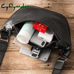 Cyflymder Leather Trend Men’s One-Shoulder Bag Head Leather Slant Simple Hundred With Chest Soft