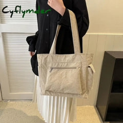 Cyflymder Leisure Corduroy Shoulder Bag New Simple And Versatile Women Tote Large Capacity Shopper