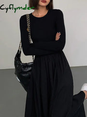 Cyflymder - Leisure Pockets Long Sleeve Dress Dresses