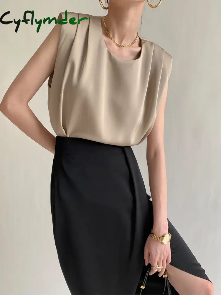 Cyflymder - Leisure Satin Blouse Khaki / S Blouses