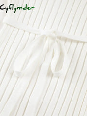 Cyflymder - Leisure Tied Rib Long Dress Sweater Dresses