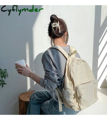 Cyflymder Leisure Trend Pink Zipper Women Backpack Fashion Nylon Fabric College Students For Causal