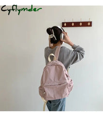 Cyflymder Leisure Trend Pink Zipper Women Backpack Fashion Nylon Fabric College Students For Causal