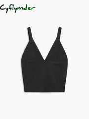 Cyflymder - Leisure V-Neck Ribbed Cami Top Black / Xs Tank Tops & Camis