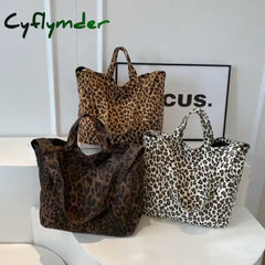Cyflymder Leopard Design Korean Fashion Big Crossbody Bags for Women Travel Handbag Lady Shopper Shopping Shoulder Bag