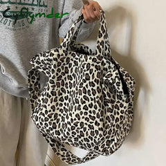 Cyflymder Leopard Design Korean Fashion Big Crossbody Bags for Women Travel Handbag Lady Shopper Shopping Shoulder Bag