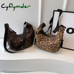 Cyflymder Leopard Print Crossbody Bags for Women Corduroy Casual Shoulder Tote Bags Ladies Sac A Main Femme Designer