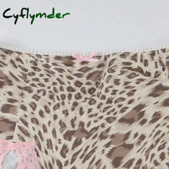 Cyflymder Leopard Print Mini Skirt Sexy Y2K Lace Patchwork Grunge Bottoms Aesthetic Fashion Low Waisted Women’s Skirts