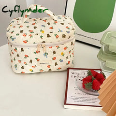 Cyflymder Liberty Quilting Cotton Makeup Bag Women Zipper Cosmetic Organizer Large Cloth Box Cute