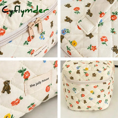 Cyflymder Liberty Quilting Cotton Makeup Bag Women Zipper Cosmetic Organizer Large Cloth Box Cute