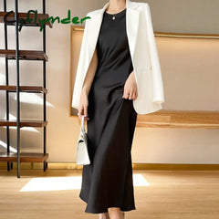 Cyflymder Light Luxury Acetate Satin Silk Sling Dress Female French Niche Slim Sexy V-Neck