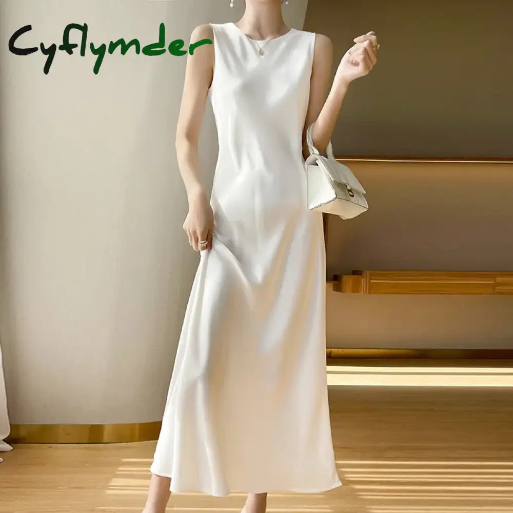 Light Luxury Acetate Satin Silk Sling Dress Female French Niche Slim Sexy V-neck Temperament Bottoming Dress
