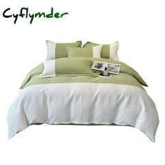 Cyflymder Light Luxury Three-dimensional Relief Jacquard Nordic Style Washed Cotton Four-piece Set Bed Sheet and Quilt
