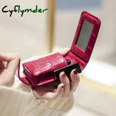 Cyflymder Lipstick Cosmetic Bag With Mirror Women Travel Makeup Crocodile Pattern Pu Mini Toiletry