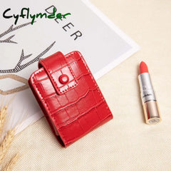 Cyflymder Lipstick Cosmetic Bag With Mirror Women Travel Makeup Crocodile Pattern Pu Mini Toiletry