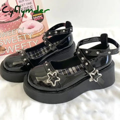Cyflymder Lolita Shoes Women’s Preppy Style Single Shoes Patent Leather Thick Bottom Mary Jane Shoes Vintage Girls JK