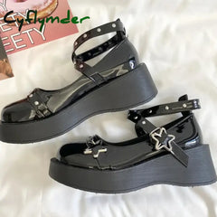 Cyflymder Lolita Shoes Women’s Preppy Style Single Shoes Patent Leather Thick Bottom Mary Jane Shoes Vintage Girls JK