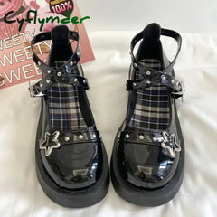 Cyflymder Lolita Shoes Women’s Preppy Style Single Shoes Patent Leather Thick Bottom Mary Jane Shoes Vintage Girls JK