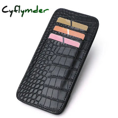 Cyflymder Long Crocodile Print Money Clip Women’s Multicard Slot Pu Leather Card Case Travel