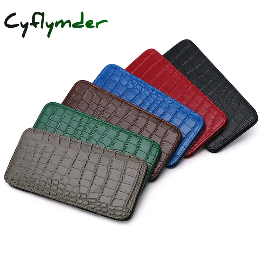 Long Crocodile Print Money Clip Women'S Multicard Slot Pu Leather Card Case Travel Document Organization Solid Color Men Wallets