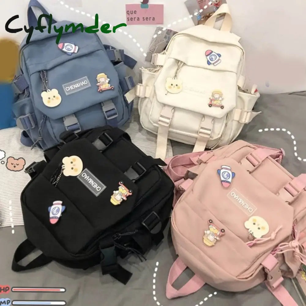 Cyflymder Lovely Multifunctional Backpack Teenage Girl Ring Buckle Portable Travel Bag Female Small