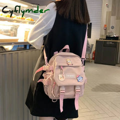 Cyflymder Lovely Multifunctional Backpack Teenage Girl Ring Buckle Portable Travel Bag Female Small