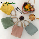 Cyflymder Lunch Bag Corduroy Canvas Box Picnic Tote Cotton Cloth Small Handbag Pouch Dinner