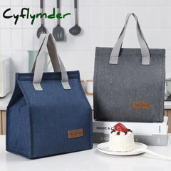 Cyflymder Lunch Bag Thermal Insulation Box Storage Handbag Solid Color Multifunctional Kid School