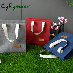 Cyflymder Lunch Bag Thermal Insulation Box Storage Handbag Solid Color Multifunctional Kid School