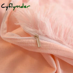 Cyflymder Luxury Autumn Winter Warm Pink Bedding Set Plush Kawaii Mink Velvet Queen Duvet Cover Set with Sheets Single