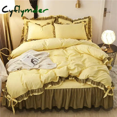 Cyflymder Luxury Black Princess Bedding Sets Kawaii Bed Skirt Sheet Pillowcase Fashion Girl Duvet Cover 4 Pieces Home