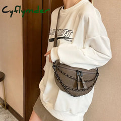 Cyflymder Luxury Chain Waist Bag Phone Pack And Purse For Women Belt Bags Stone Pattern Female
