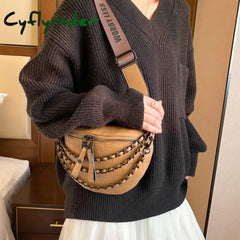 Cyflymder Luxury Chain Waist Bag Phone Pack And Purse For Women Belt Bags Stone Pattern Female