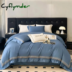 Cyflymder Luxury Egyptian Cotton Bedding Set Embroidery Duvet Cover Set Quilt Cover Fitted/Flat Sheet Pillowcase Home