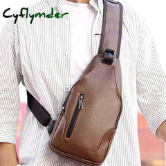 Cyflymder Luxury Fashion Messenger Bag Leather Men Chest Bag Vintage Crossbody Shoulder Bag Men’s Business Sling Bags