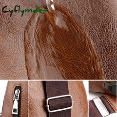 Cyflymder Luxury Fashion Messenger Bag Leather Men Chest Bag Vintage Crossbody Shoulder Bag Men’s Business Sling Bags