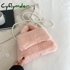 Cyflymder Luxury Faux Fur Handbag Brand Designer Bag Soft Plush Shoulder Small Fluffy Bolsa