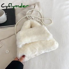 Cyflymder Luxury Faux Fur Handbag Brand Designer Bag Soft Plush Shoulder Small Fluffy Bolsa