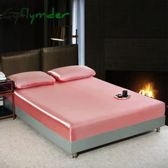 Cyflymder Luxury Fitted Sheet High-End Solid Color Mattress Cover With Elastic Band Bedsheet Single Double Queen King